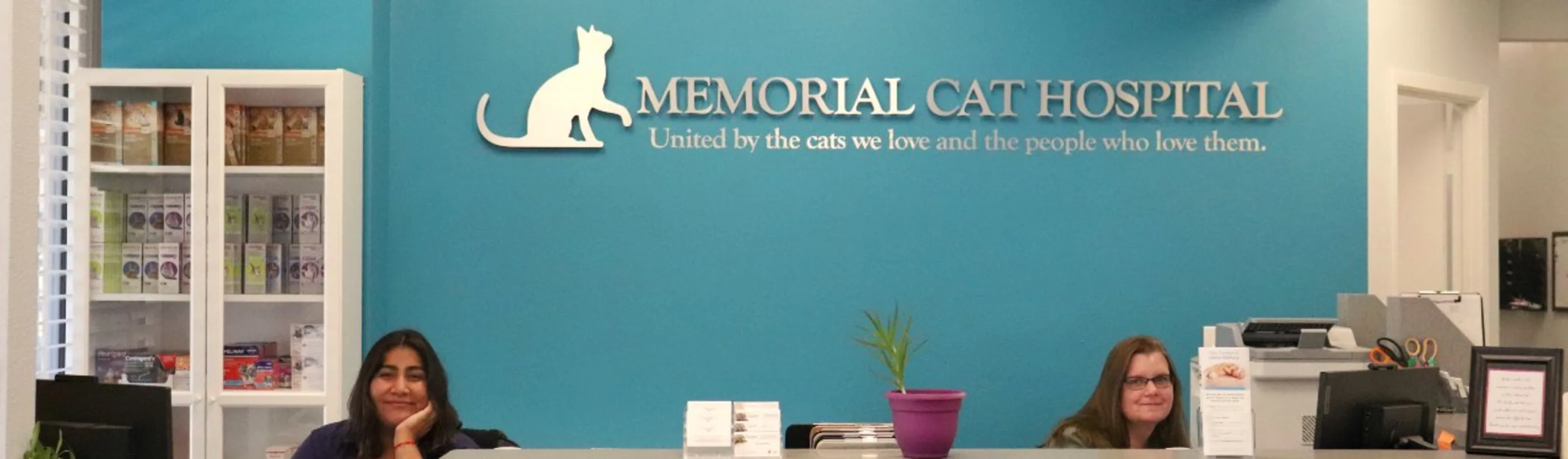 Memorial Cat Hospital front desk.